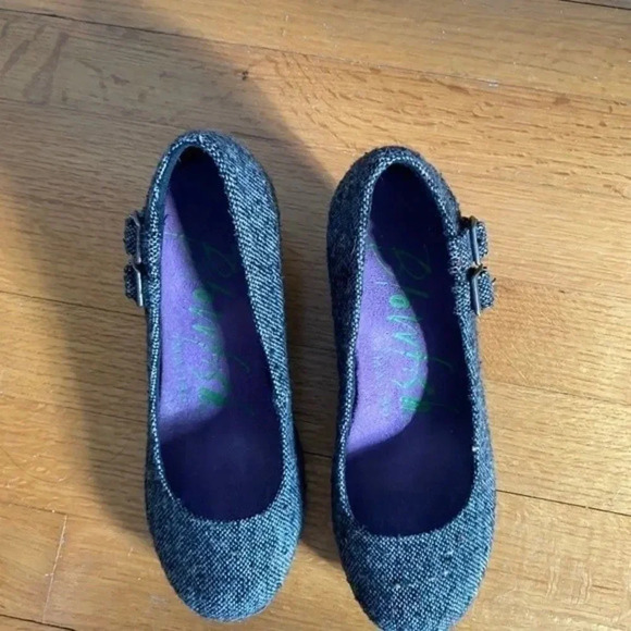 Blowfish Grey Black Tweed Wedges with Buckles - Picture 12 of 16